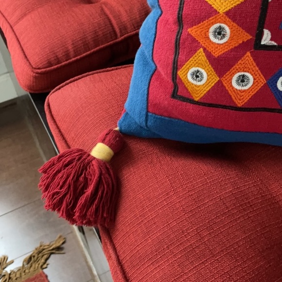 Embroidered Cushion Cover With Tassels - Picture 6 of 11